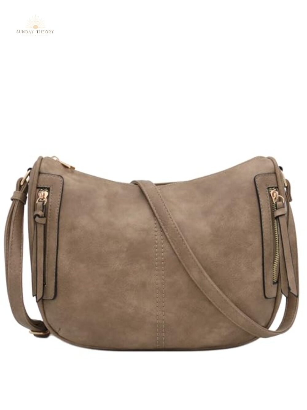 Faux Leather Crossbody Saddle Bag Multi Zip Pockets Adjustable Strap